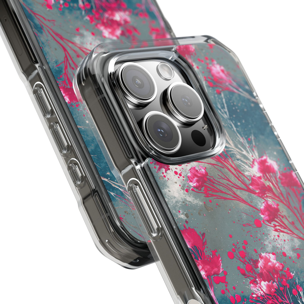 Cyber Blossom · Clear Impact Magnetic Phone Case for iPhone · Teal