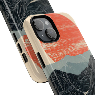 Beige Tough 2.0 Magsafe Phone Case for iPhone - Crimson Ridge Flow