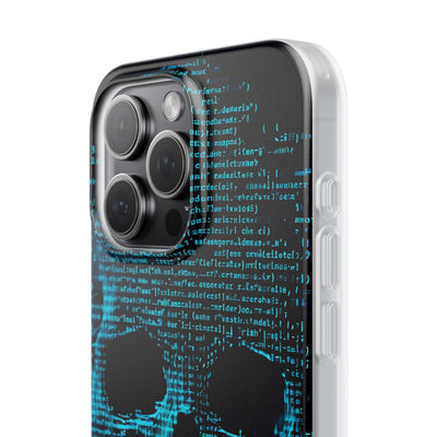 Cyan Glitch Skull · Soft Phone Case for iPhone