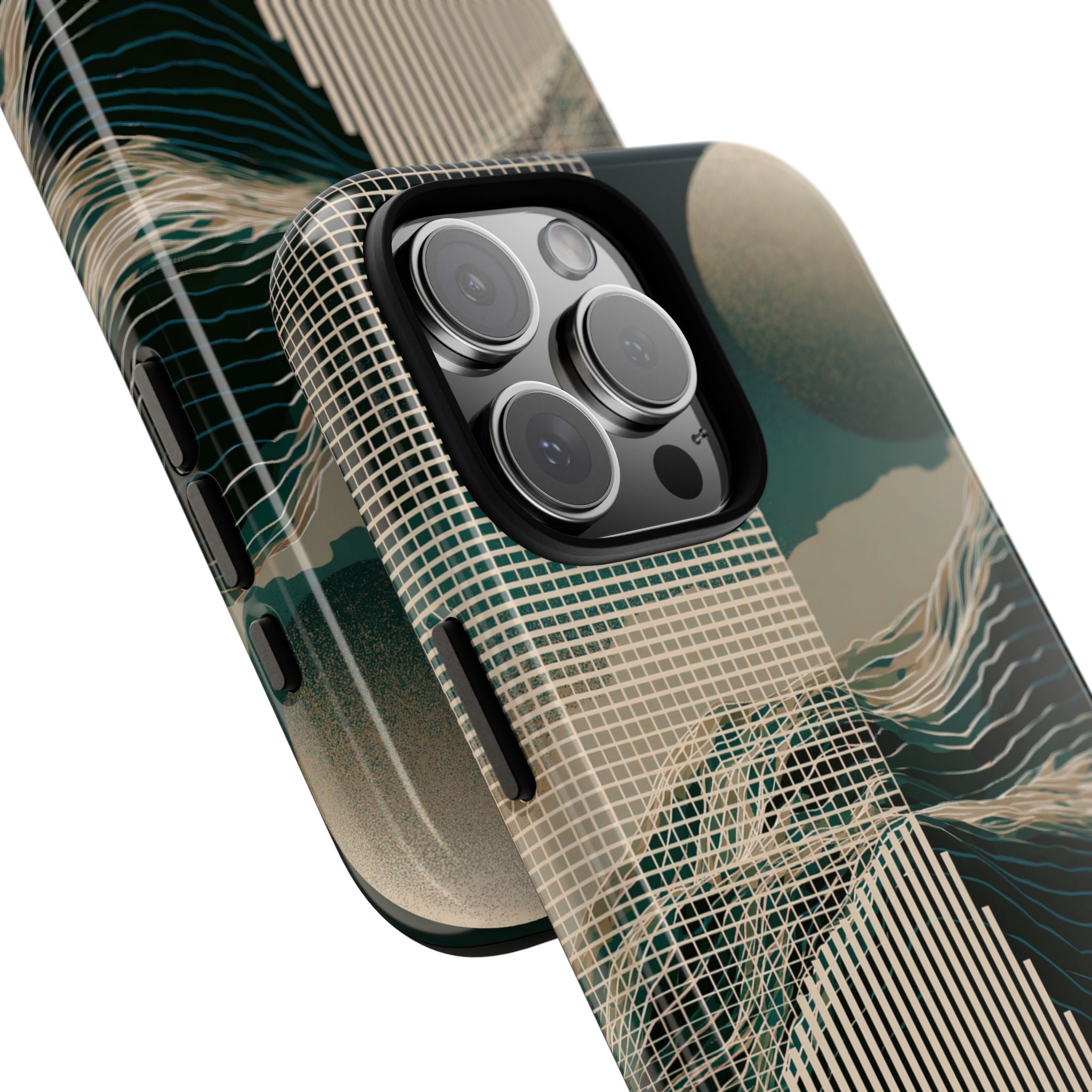 Green Tough Phone Case for iPhone - Lunar Moss Topography