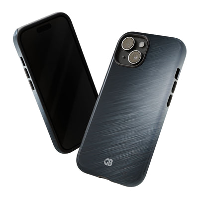 Grey Tough Phone Case for iPhone - Charcoal Brushed Steel
