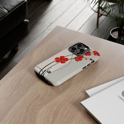 Red Tough Phone Case for iPhone - Crimson Plum Ink