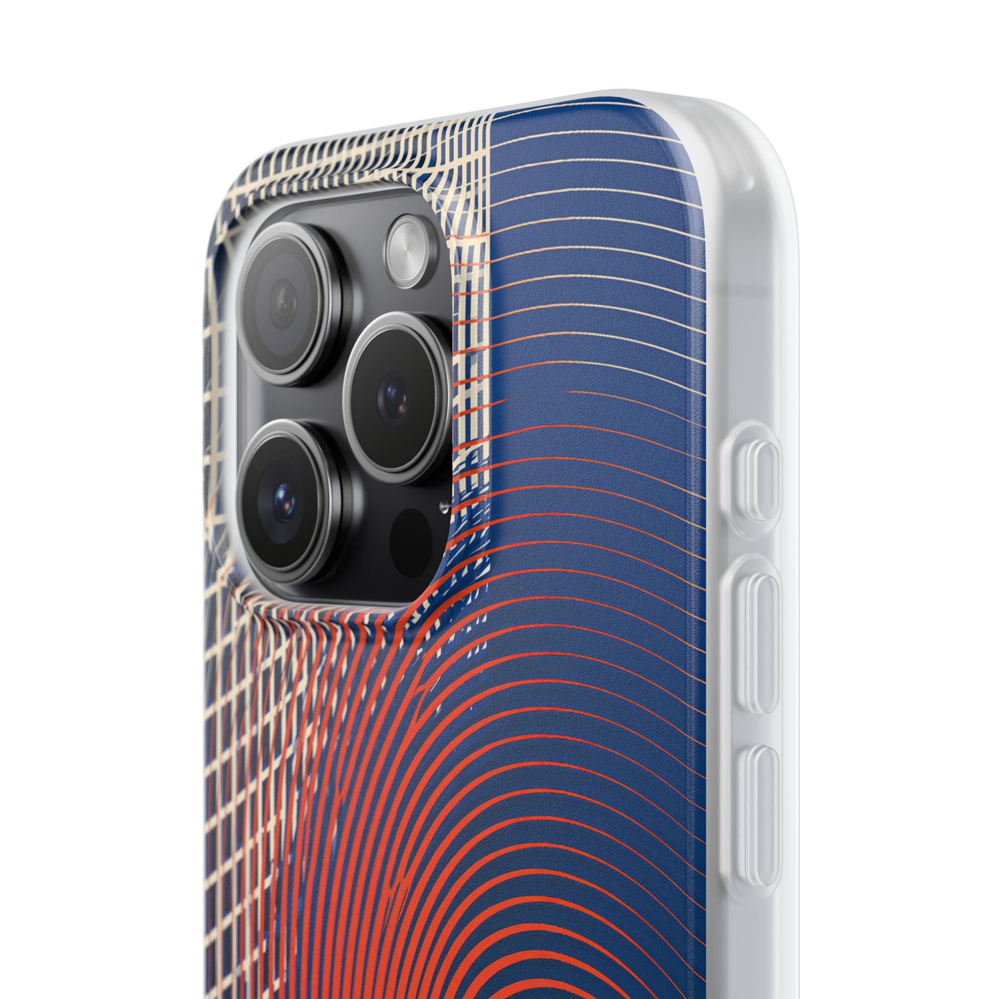 Blue Lite Phone Case for iPhone - Orange Orbit Grid