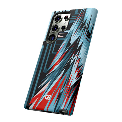 Blue Tough Phone Case for Samsung - Glitch Peak Cyan