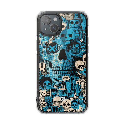 Electric Skull Graffiti · Clear Impact Magnetic Phone Case for iPhone · Blue