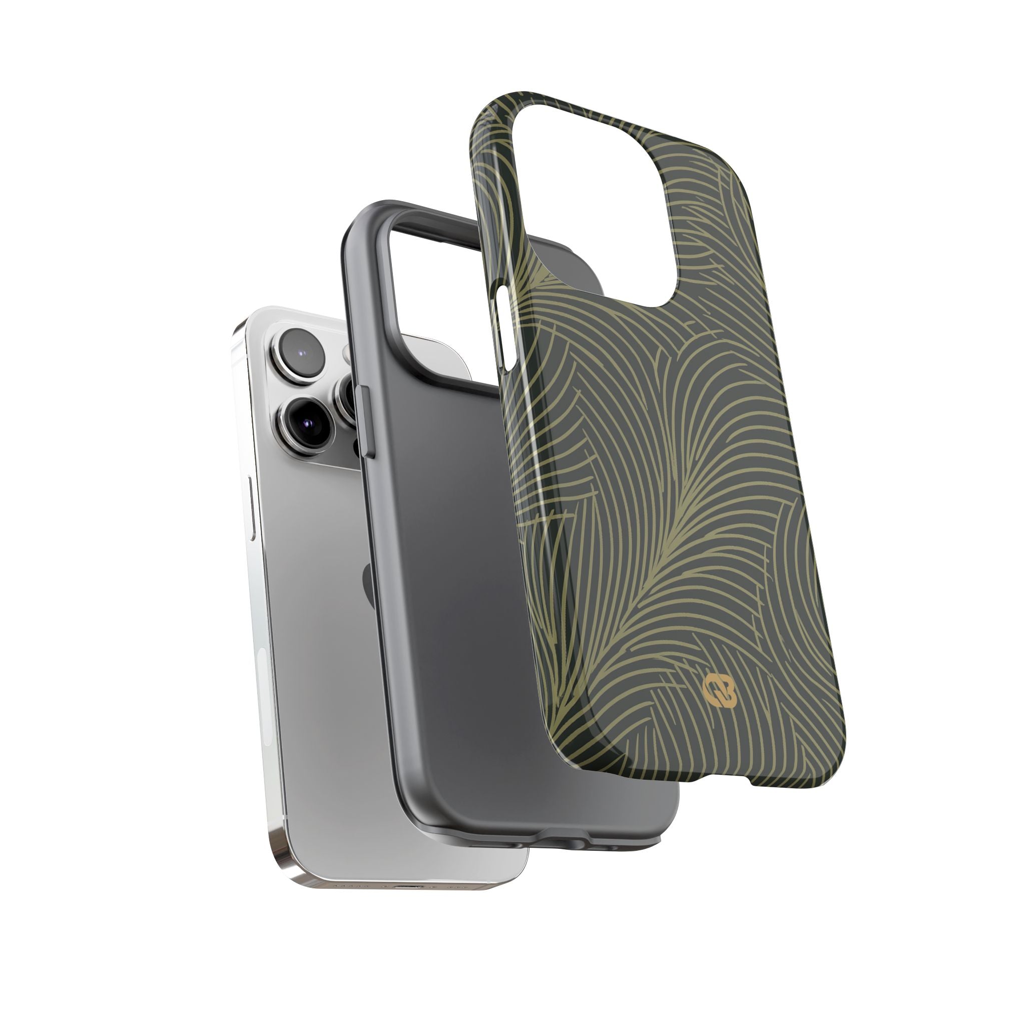 Green Tough Phone Case for iPhone - Dark Olive Plume