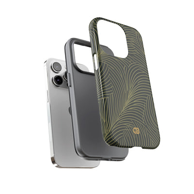 Green Tough Phone Case for iPhone - Dark Olive Plume