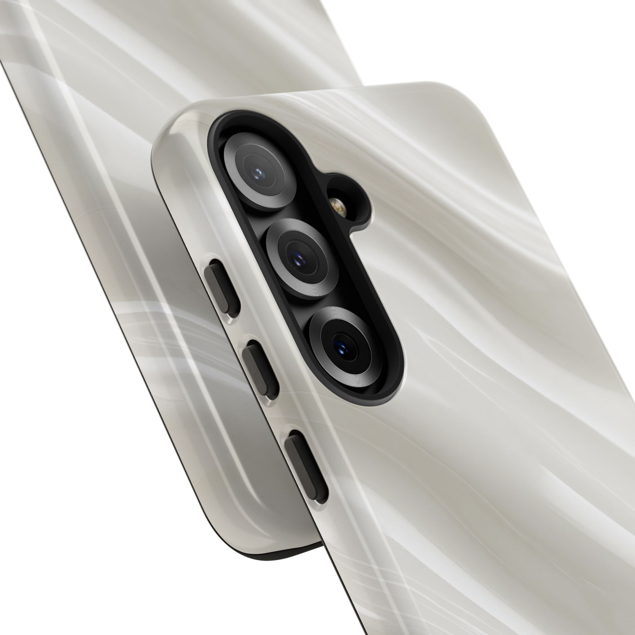 White Tough Phone Case for Samsung - Polished Ivory Wave