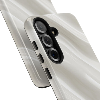 White Tough Phone Case for Samsung - Polished Ivory Wave