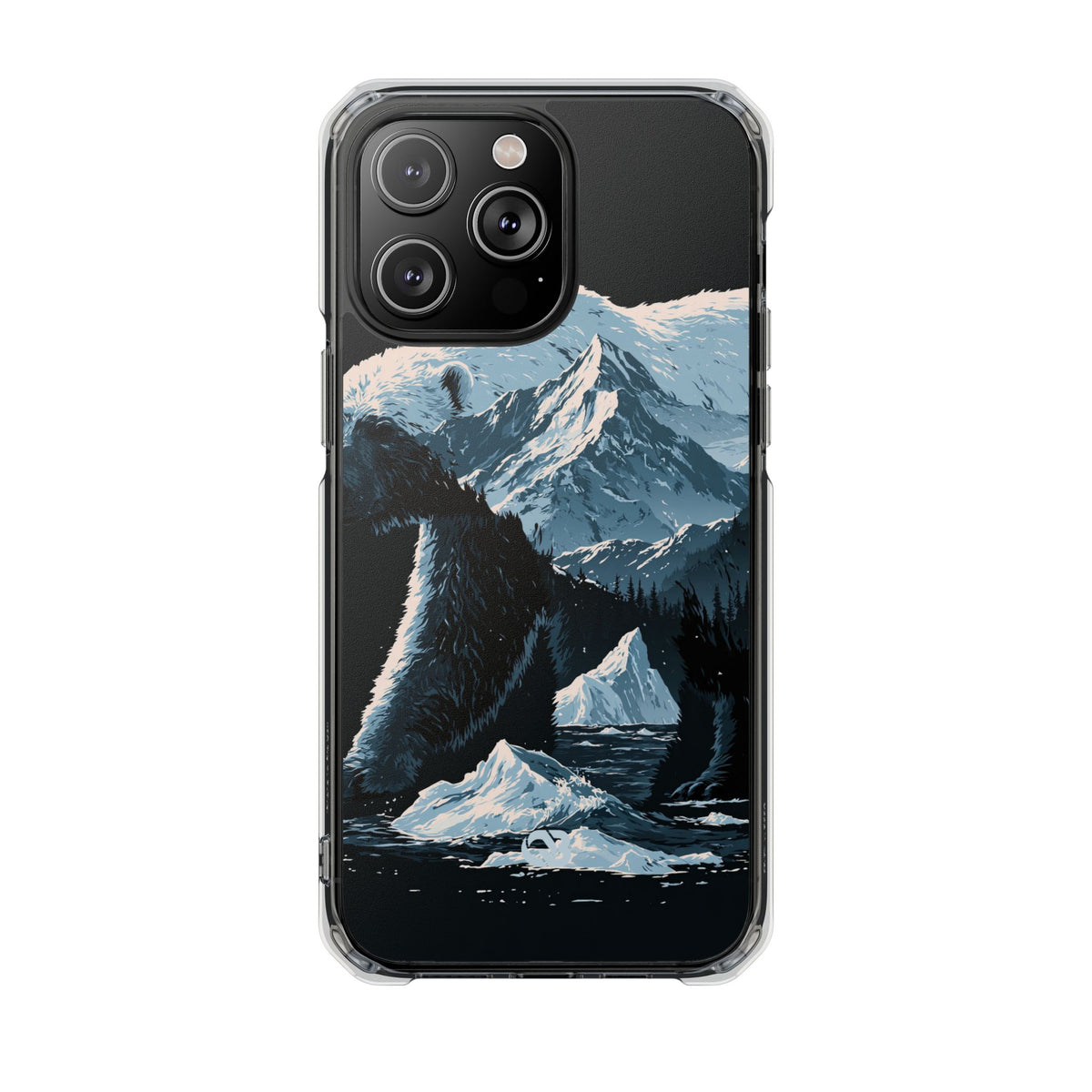 Nordic Arctic Bear · Clear Impact Magnetic Phone Case for iPhone · Black