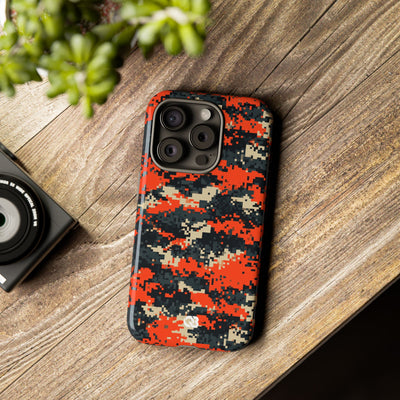 Signal Pixel Camo · Tough Phone Case for iPhone · Orange