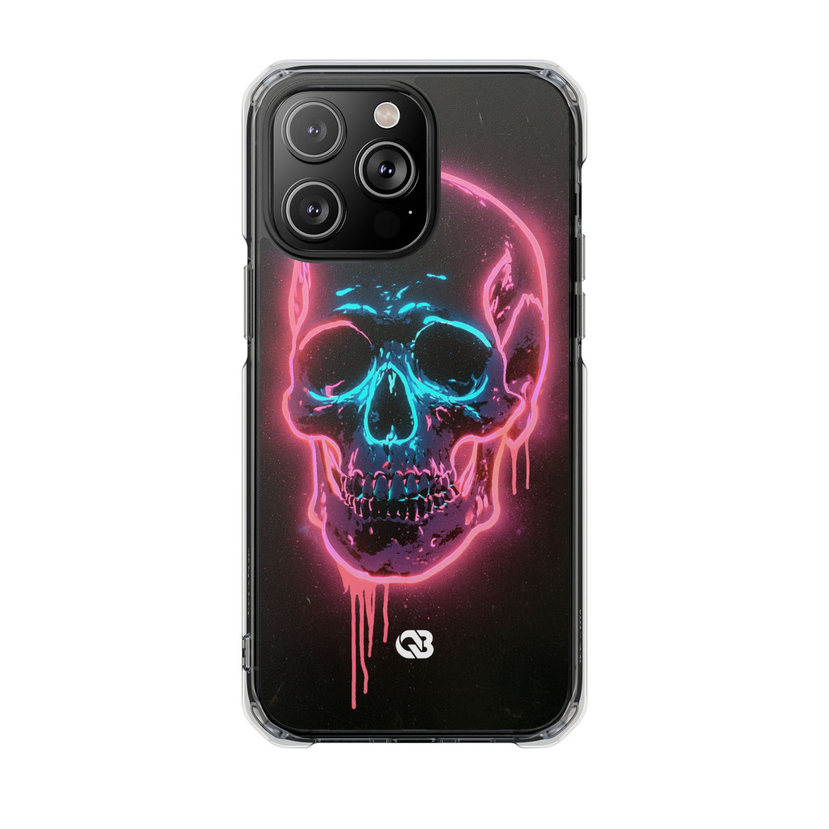 Neon Drip Skull · Clear Impact Magnetic Phone Case for iPhone · Black