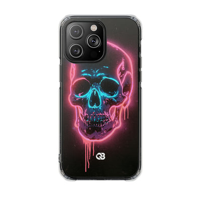 Neon Drip Skull · Clear Impact Magnetic Phone Case for iPhone · Black