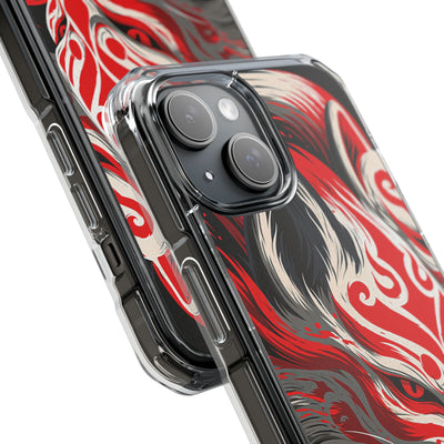 Crimson Kitsune Spirit · Clear Impact Magnetic Phone Case for iPhone · Red