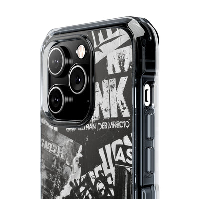 Underground Punk Collage · Clear Impact Magnetic Phone Case for iPhone · Black
