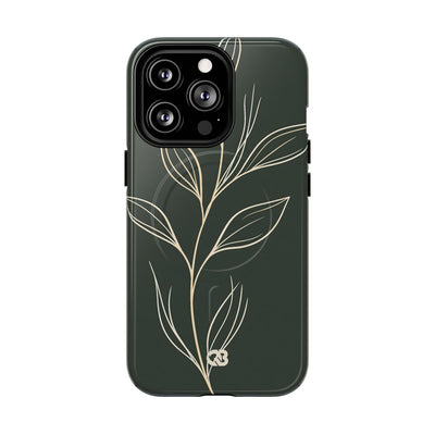 Minimal Botanical Stem · Tough 2.0 Magnetic Phone Case for iPhone · Green