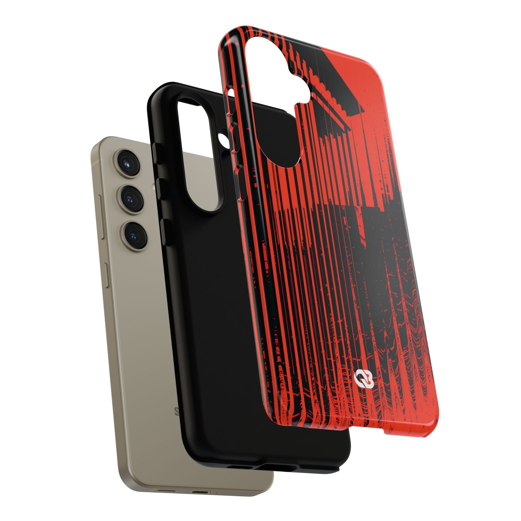 Red Tough Phone Case for Samsung - Crimson Brutalist Distortion