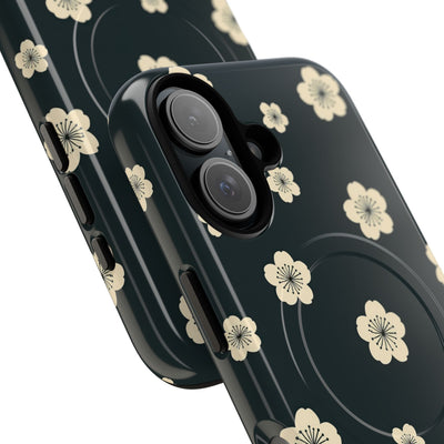 Teal Tough 2.0 Magsafe Phone Case for iPhone - Obsidian Cream Petals