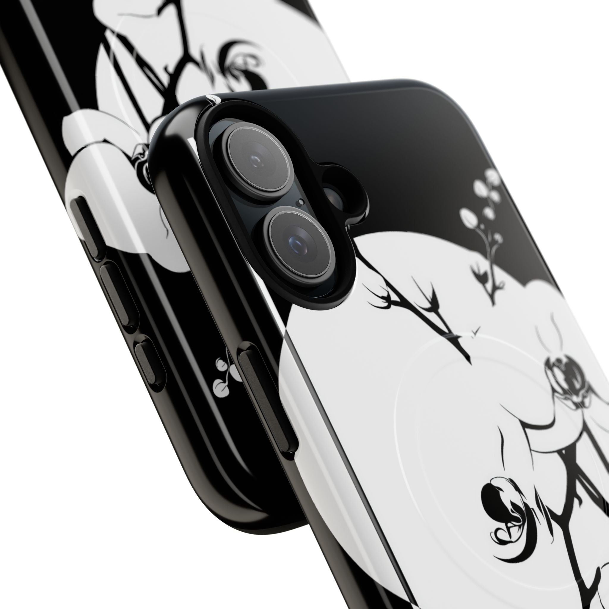 Black Tough 2.0 Magsafe Phone Case for iPhone - Lunar Orchid Grid