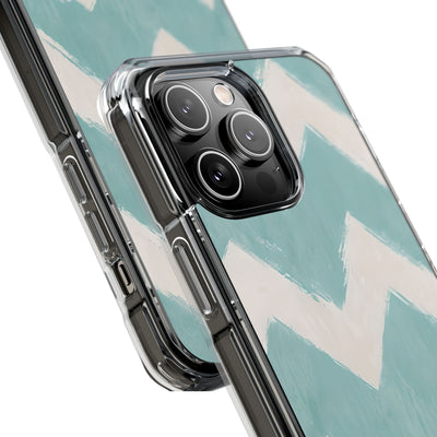 Teal Painted Chevron · Impact Coque de téléphone pour iPhone · Magsafe