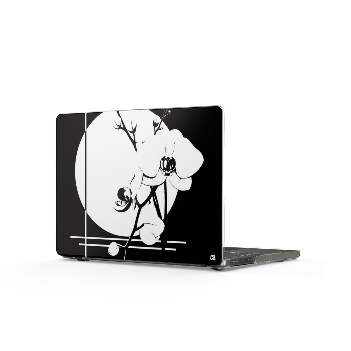 Nocturne Orchid Bloom · Clear Hard Case for MacBook · Black