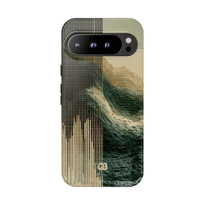 Beige Tough Phone Case for Google Pixel - Veridian Data Ridge