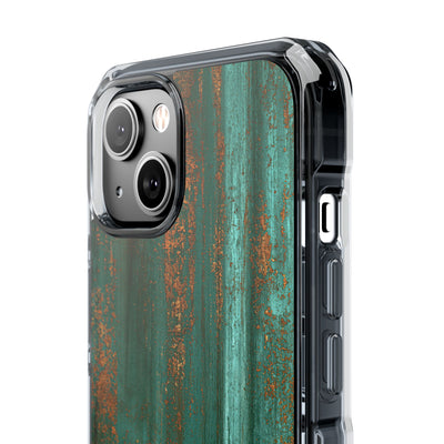 Teal Impact MagSafe Phone Case for iPhone - Verdigris Copper Siding