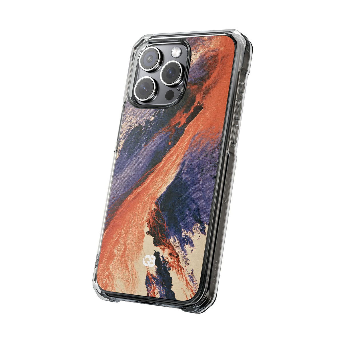 Solar Aura Drift · Clear Impact Magnetic Phone Case for iPhone · Orange
