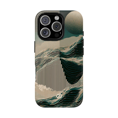 Green Tough Phone Case for iPhone - Lunar Moss Topography