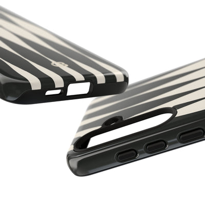 Black Tough Phone Case for Samsung - Ivory Spindle Grid