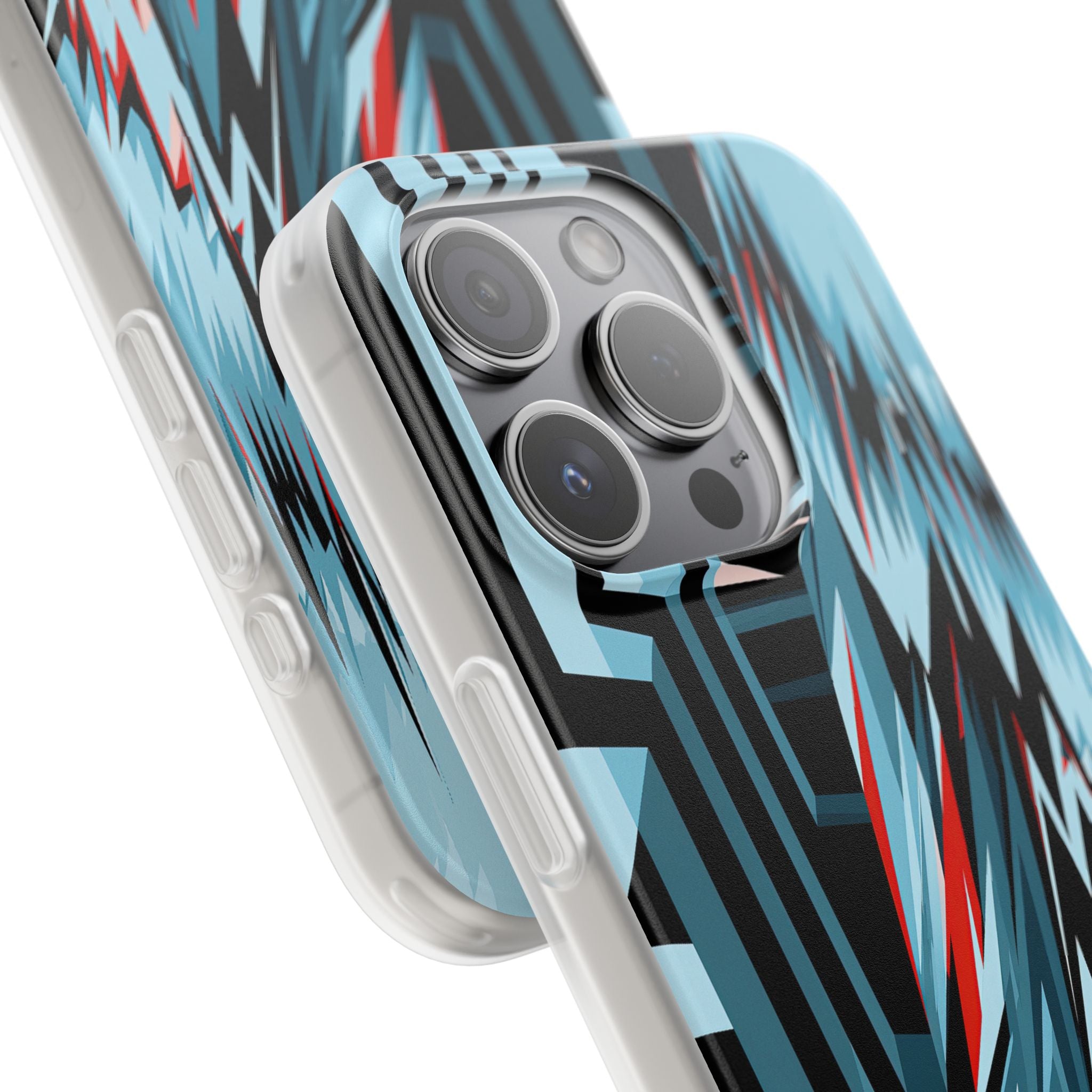 Blue Lite Phone Case for iPhone - Glitch Peak Cyan