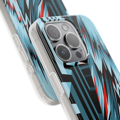 Blue Lite Phone Case for iPhone - Glitch Peak Cyan