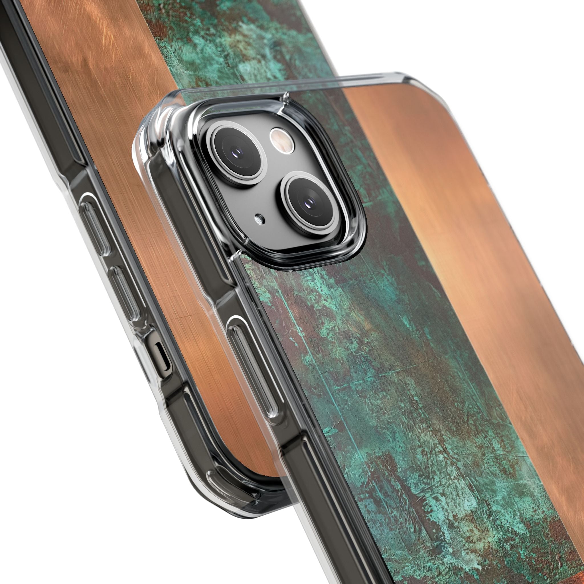 Teal Impact MagSafe Phone Case for iPhone - Verdigris Copper Slab