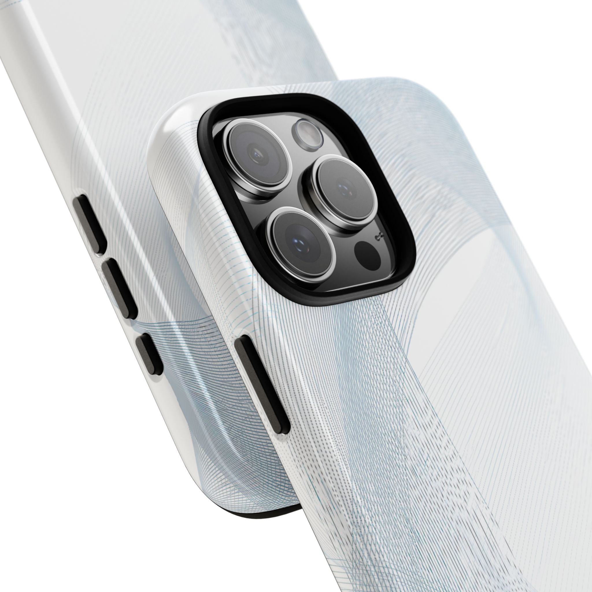 White Tough Phone Case for iPhone - Arctic Line Current