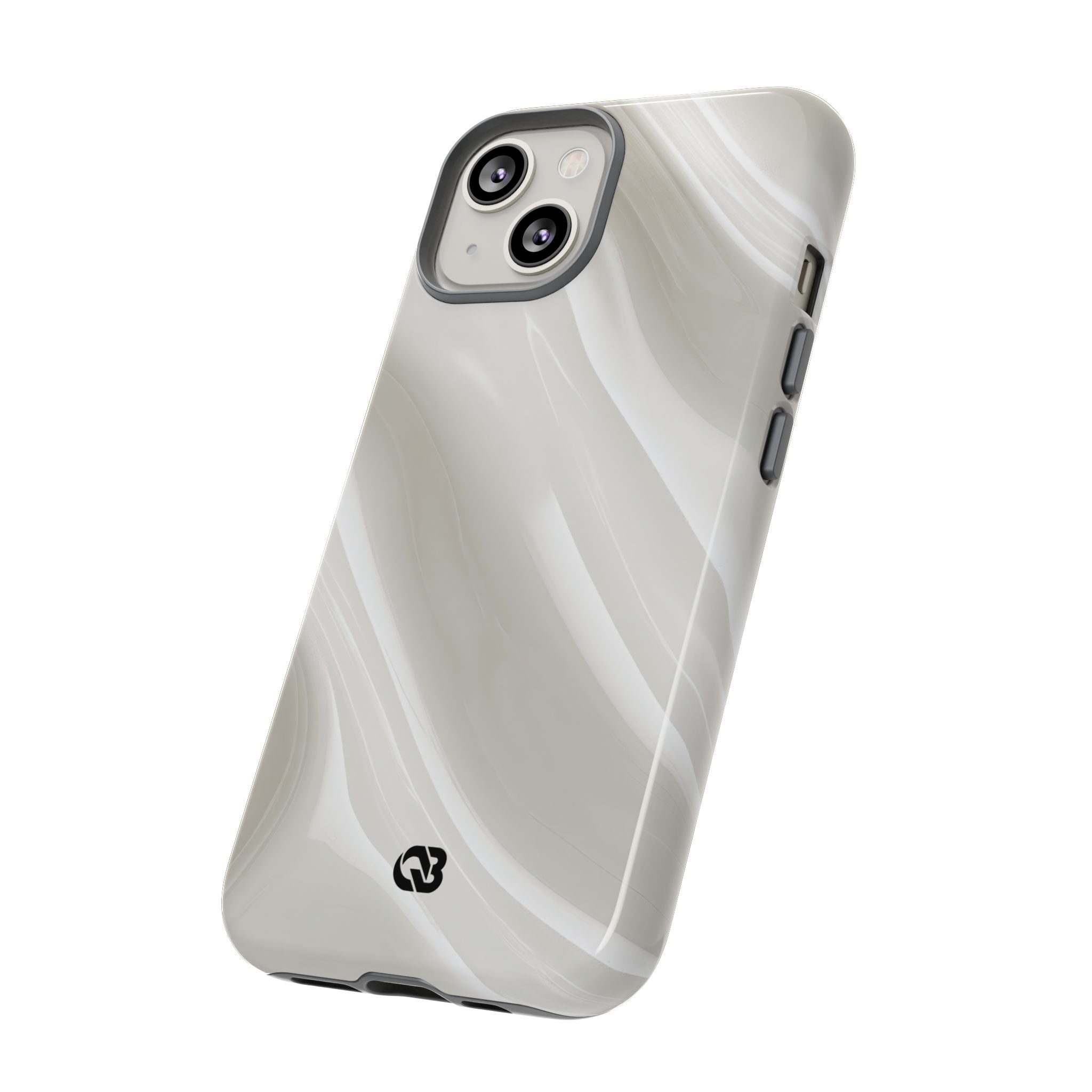 White Tough Phone Case for iPhone - Polished Ivory Wave