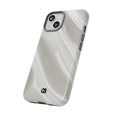 White Tough Phone Case for iPhone - Polished Ivory Wave