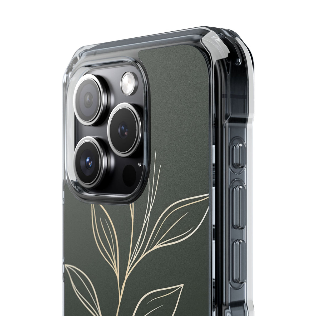 Minimal Botanical Stem · Clear Impact Magnetic Phone Case for iPhone ·  Green