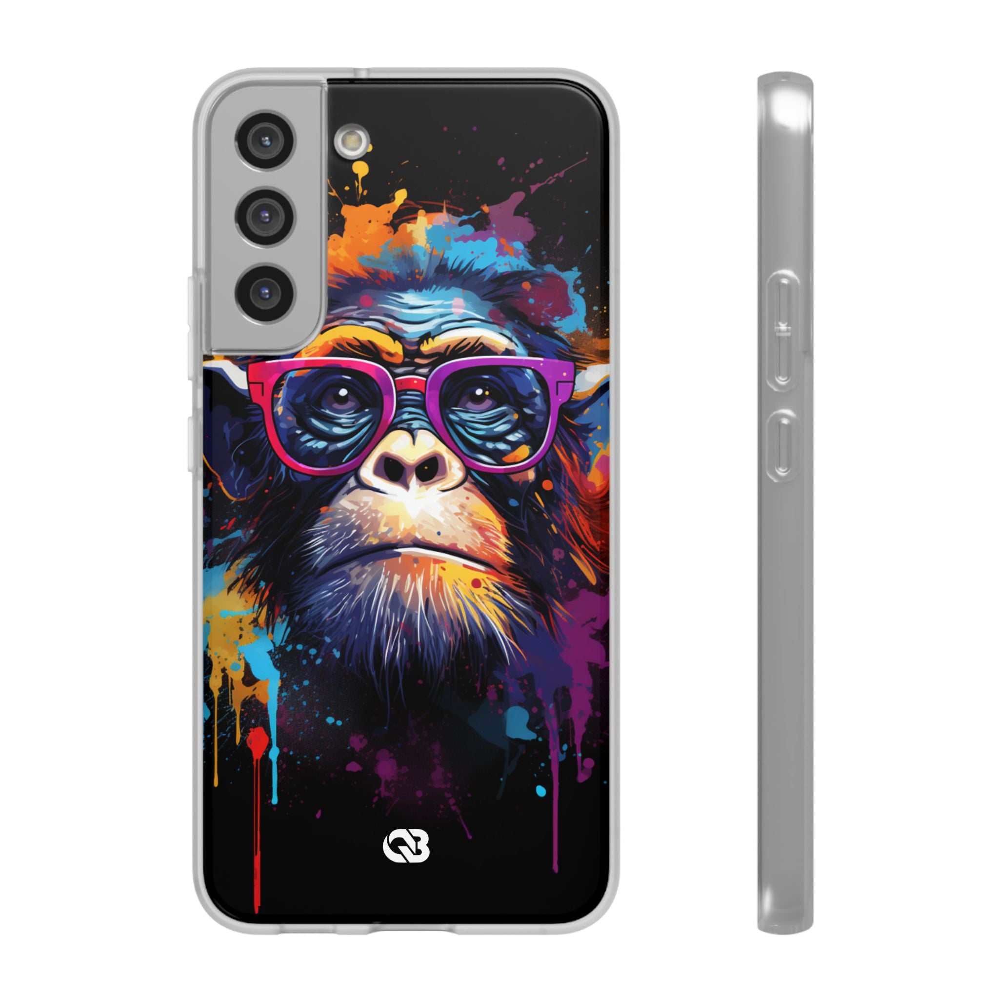 Neon Splatter Primate · Soft Telefoncover til Samsung
