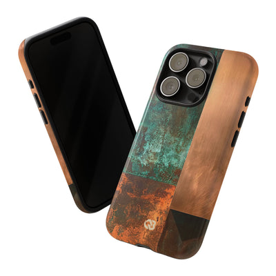Teal Tough Phone Case for iPhone - Verdigris Copper Slab