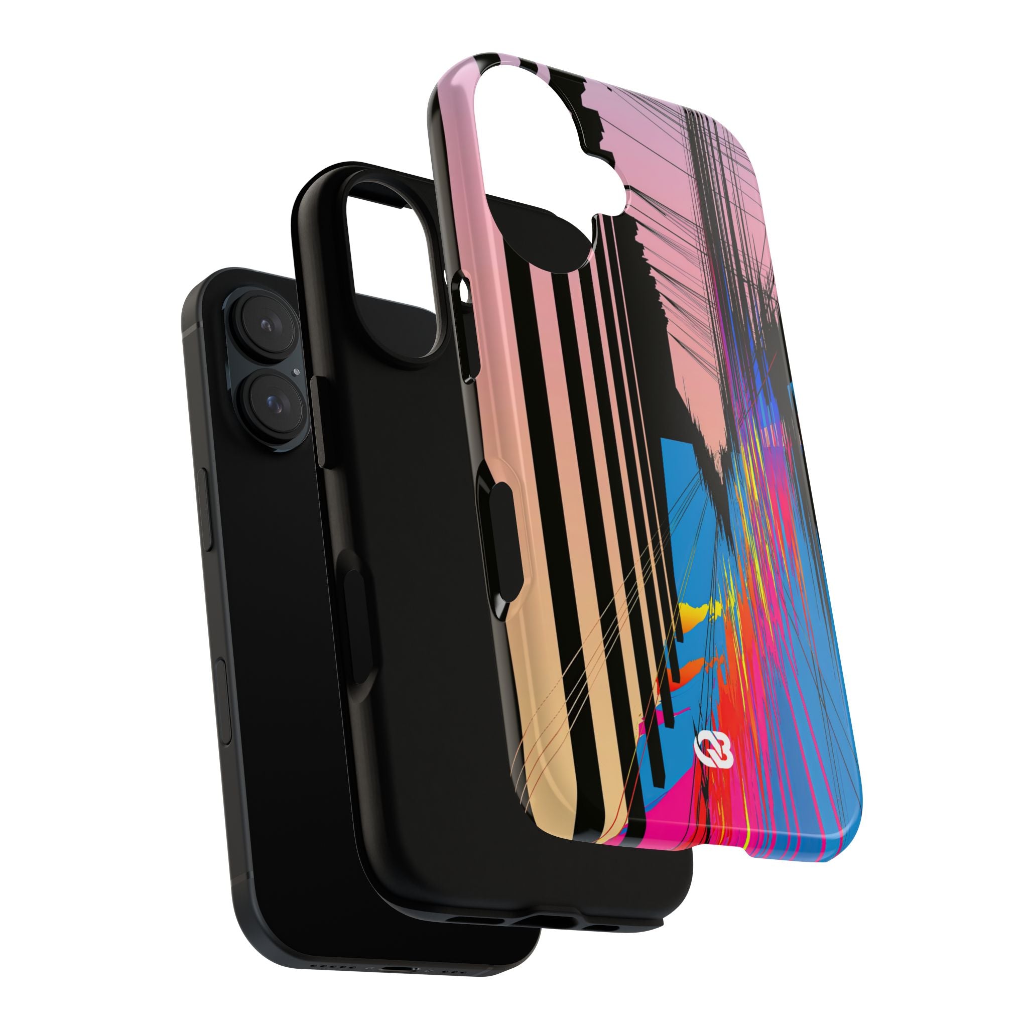Blue Tough Phone Case for iPhone - Fractured Data Skyline
