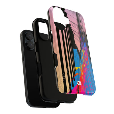 Blue Tough Phone Case for iPhone - Fractured Data Skyline