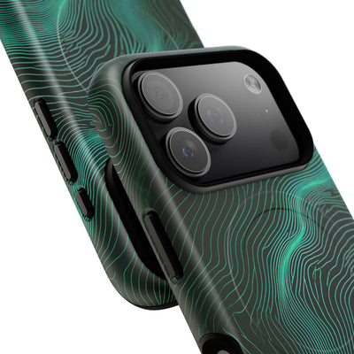 Teal Tough 2.0 Magnetic Phone Case for iPhone - Neon Jade Contour