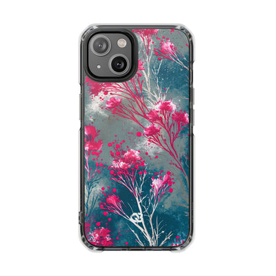 Cyber Blossom · Clear Impact Magnetic Phone Case for iPhone · Teal