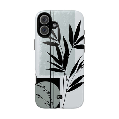 Grey Tough Phone Case for iPhone - Sage Bamboo Noir
