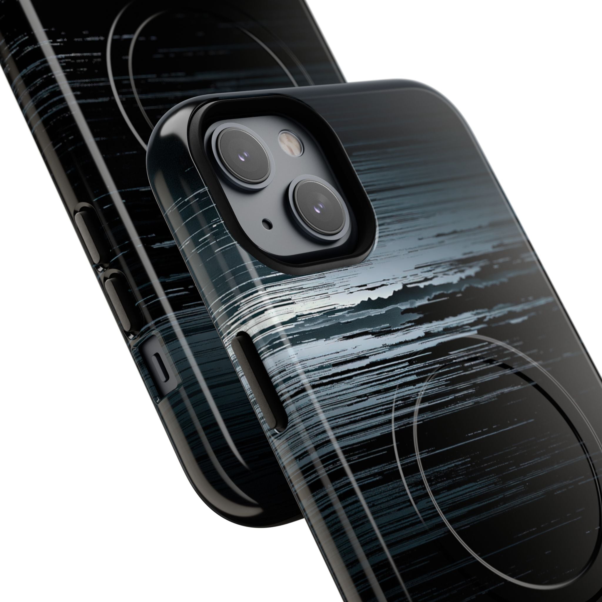 Black Tough 2.0 Magsafe Phone Case for iPhone - Frozen Signal Glitch