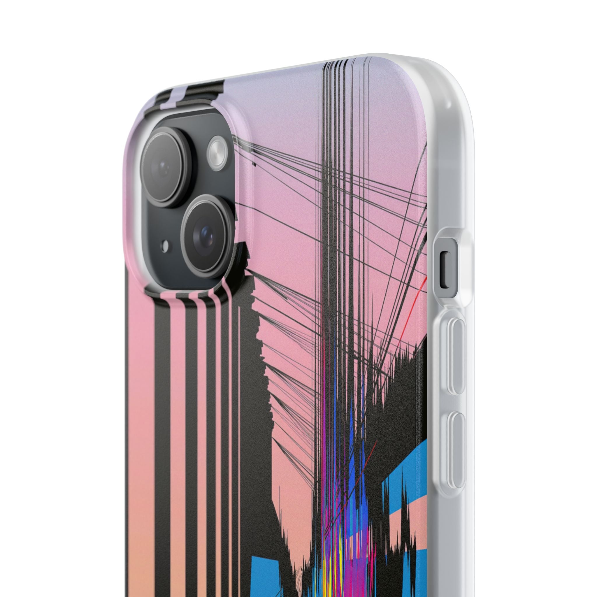 Blue Lite Phone Case for iPhone - Fractured Data Skyline