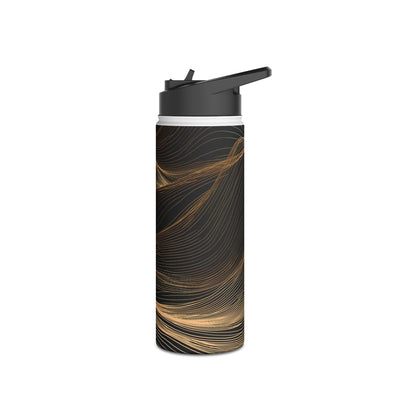 Golden Horizon Contours · Insulated Water Bottle · Black