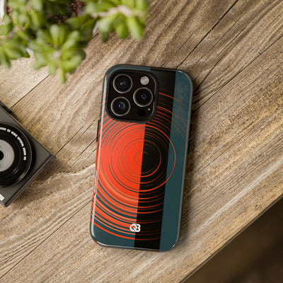 Teal Tough Phone Case for iPhone - Burnt Slate Radial