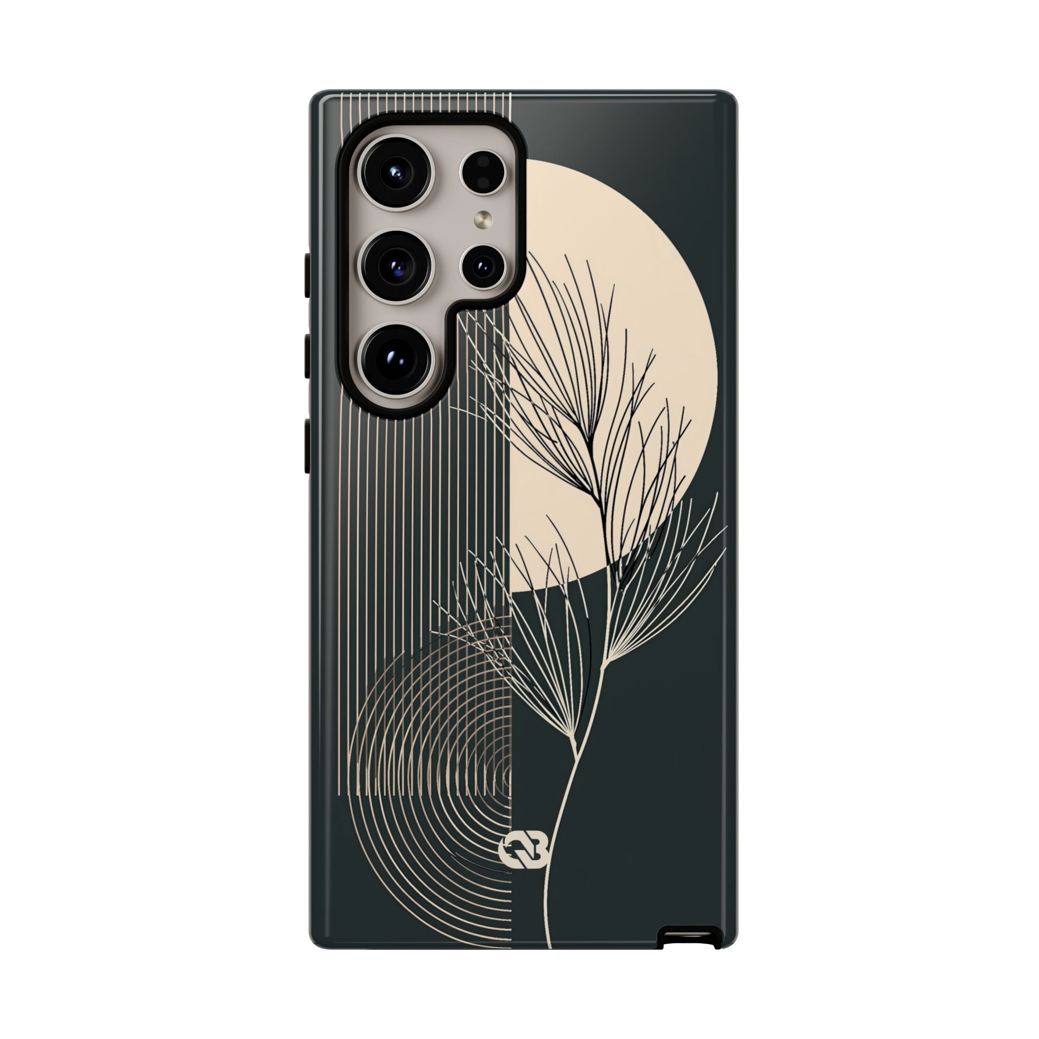 Black Tough Phone Case for Samsung - Obsidian Sand Willow