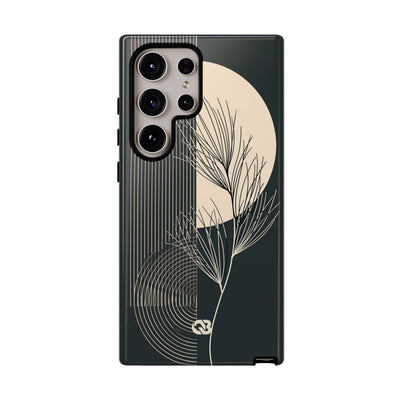 Black Tough Phone Case for Samsung - Obsidian Sand Willow